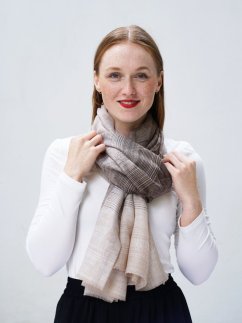 Kašmírská vlněná pašmína exclusive hnědá