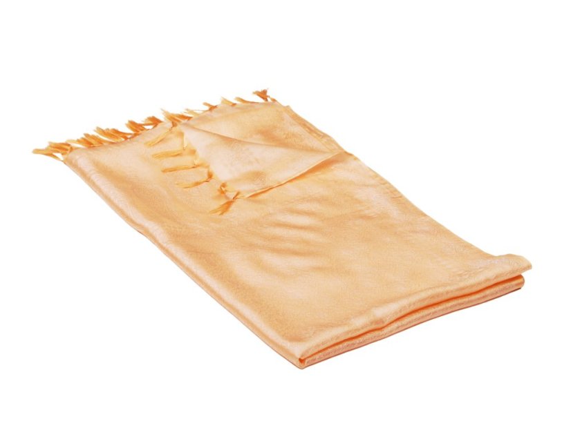 Seidenschal aus Varanasi in Aprikosenfarbe mit Weiß