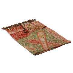 Prostříhávaná šála z viskózy zeleno-červená