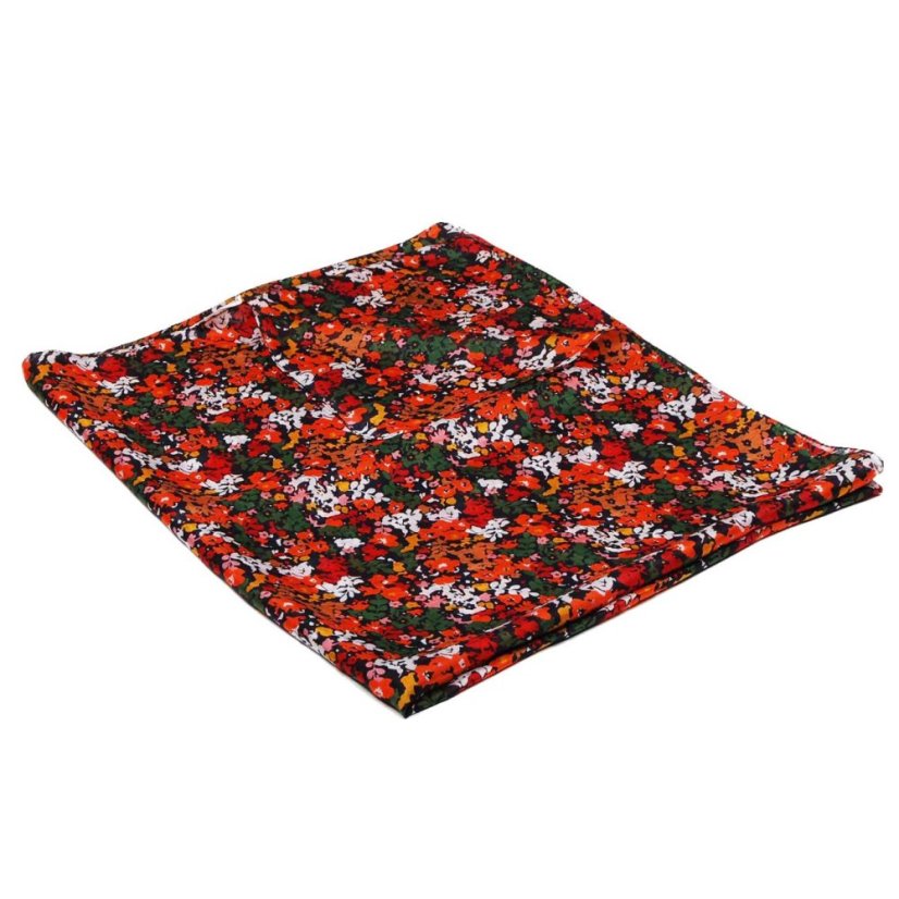 Seidenschal mit Aufdruck groß schwarz-orange-rot