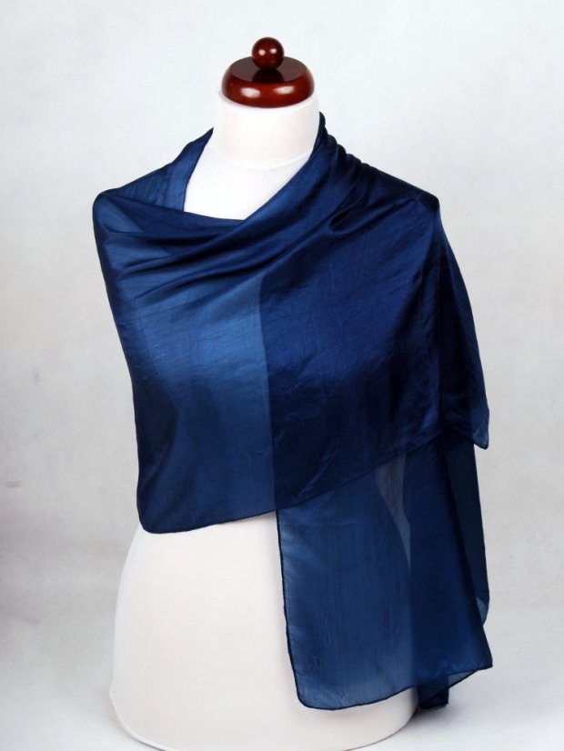 Hedvábná šála jednobarevná tmavě modrá