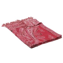 Šál z merino vlny s vyšívaním tmavoružový