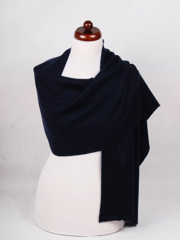 100% kašmírová šála exclusive úzká tmavě modrá