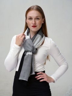 Kašmírská vlněná pašmína exclusive černo-bílá