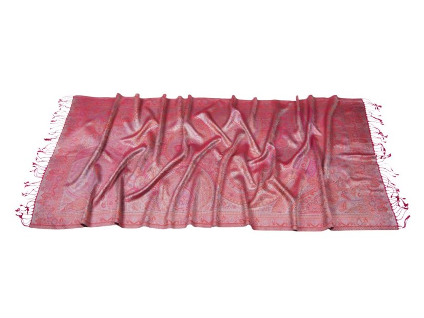 Hodvábny šál Super veľký Drolma vo farbe magenta
