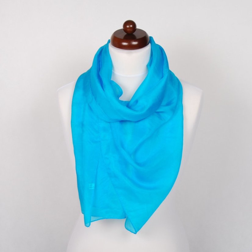 Hodvábny šál jednofarebný tyrkysový