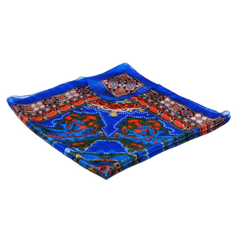 Seidentuch mit Aufdruck blau mit Dunkelorange