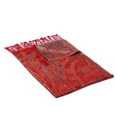 Seidenschal Super groß rot mit Gelb und Hellblau