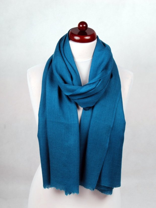 Kašmírská vlněná pašmína Self tyrkysovomodrá