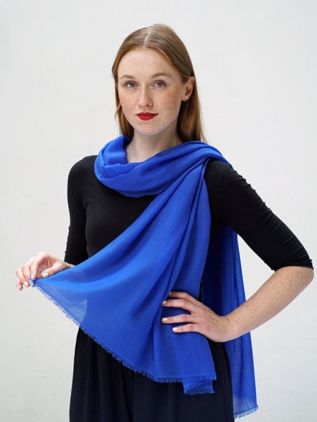 Ring-pashmina exklusiv blau