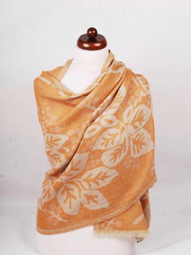 Šála z merino vlny oranžovo-béžová