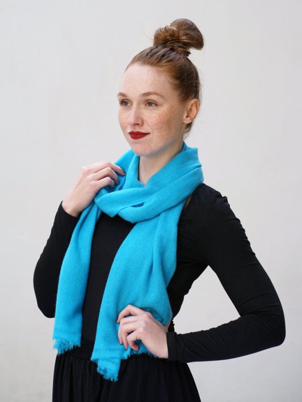 100% Kaschmirschal exklusiv schmal türkis