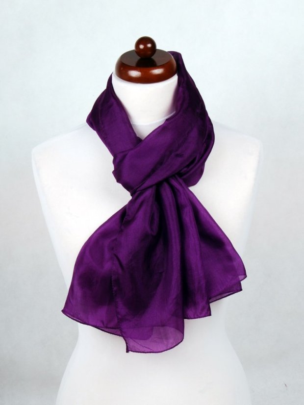 Hodvábny šál jednofarebný tmavofialový