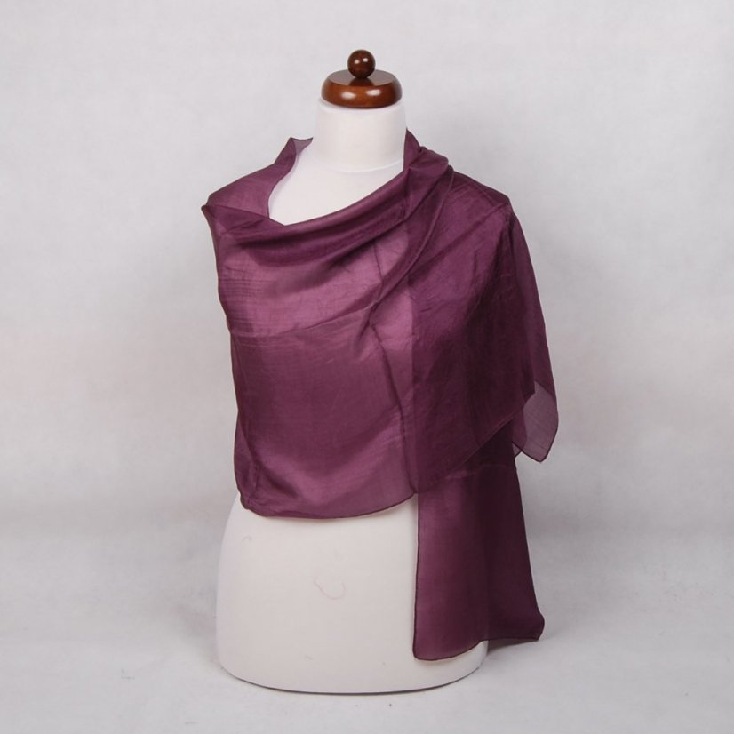 Hodvábny šál jednofarebný tmavošedofialový