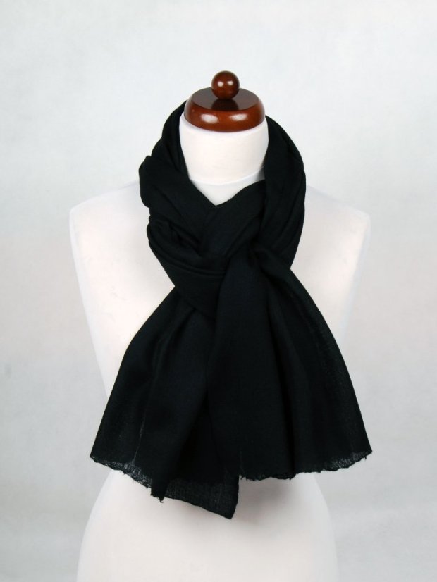 Kašmírská vlněná pašmína Self černá