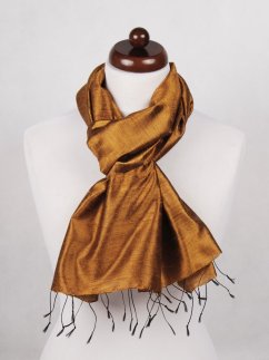 Šála ze surového hedvábí tmavě zlatá