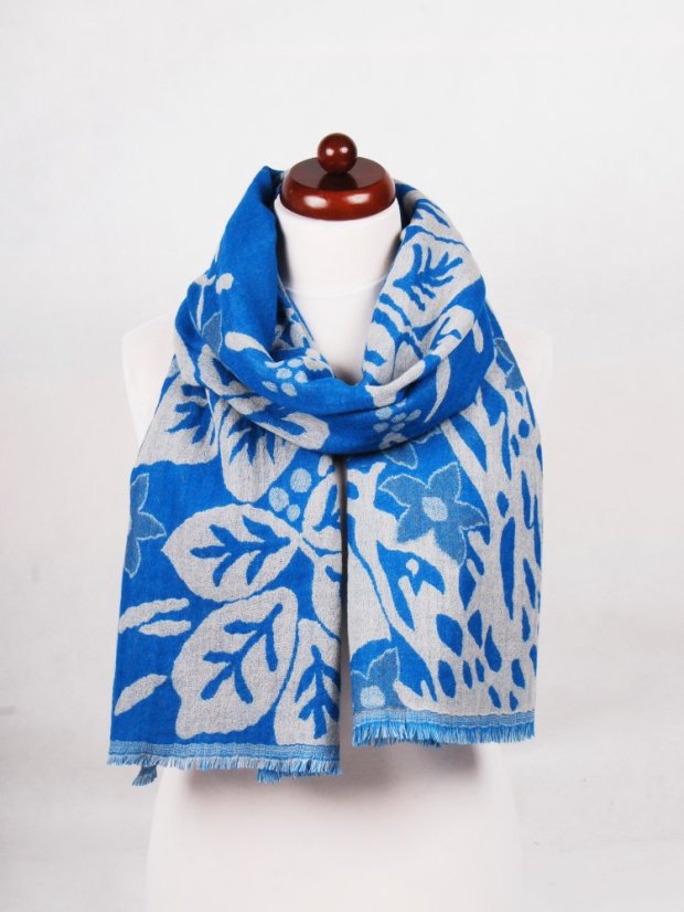 Šála z merino vlny modro-smetanová