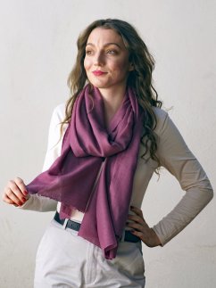 Kašmírská vlněná pašmína Self šedofialová