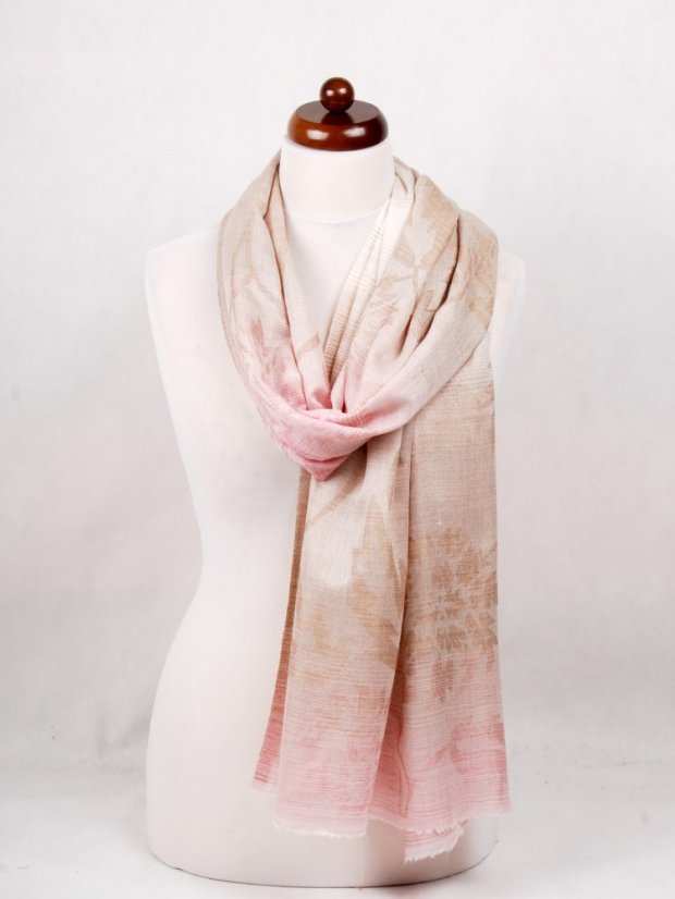 Kaschmirische Pashmina exklusiv creme mit Hellrosa und Graubraun