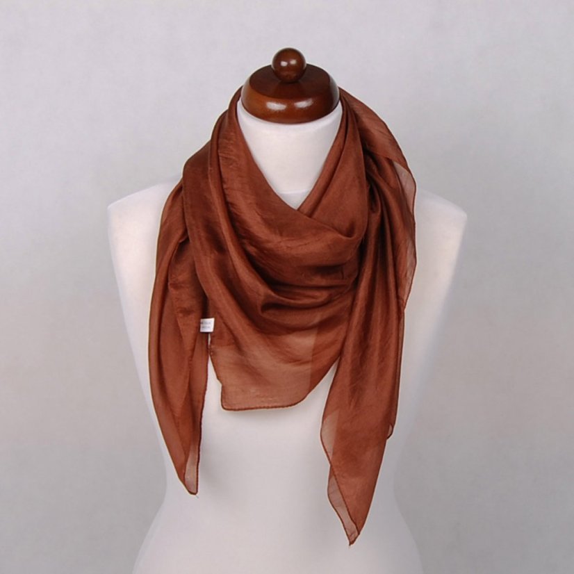 Hodvábna šatka jednofarebná tmavohnedá