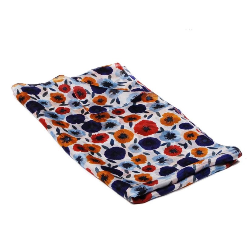 Seidenschal mit Aufdruck mit Dunkelblau und Dunkelgelb