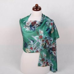 Hedvábná šála s potiskem zelená