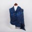 Schal aus Merinowolle handgestickt dunkelblau mit Blau