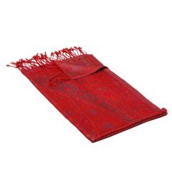 Hodvábny šál Super stredný Tsering červený s magentou a tmavozelenou farbou