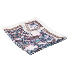 Seidenschal mit Aufdruck groß weiß mit Dunkelblau, Rosa und Mocha Mousse