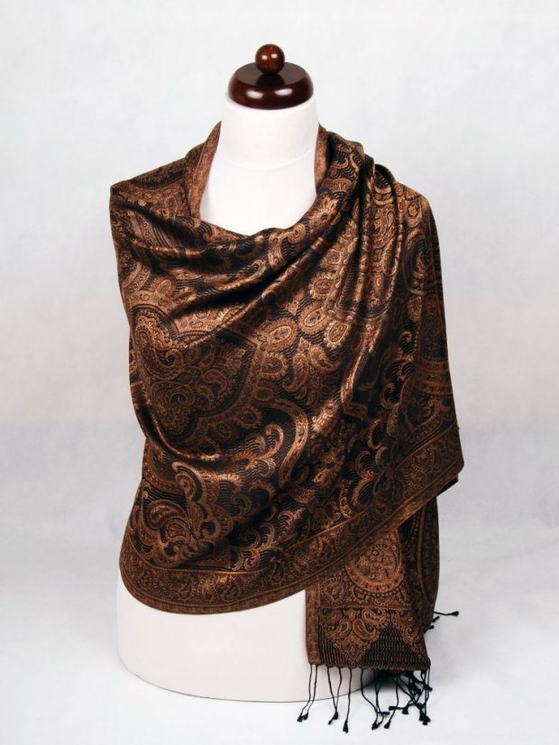 Seidenschal Super groß schwarz schwarz-braun