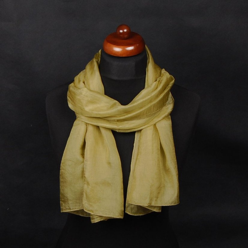 Hodvábny šál jednofarebný olivovozelený