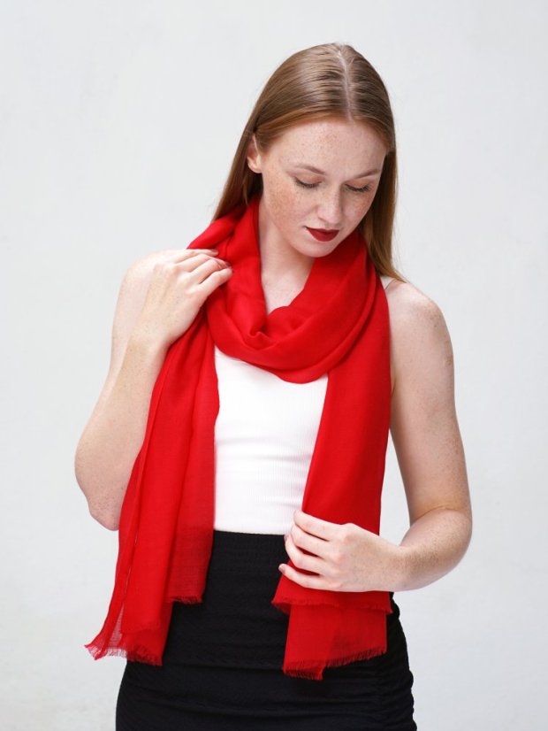 Ring-pashmina exklusiv rot