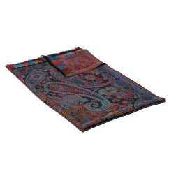 Kašmírska vlnená pašmína Khani Jamavar exclusive tyrkysová s magentou