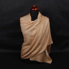 Pashmina aus Kaschmirwolle hellbraun mit Graubeige