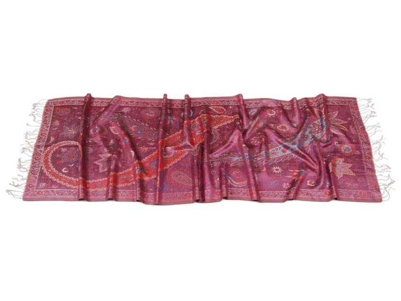 Seidenschal Super mittelgroß rosa-cremefarben mit Hellblau