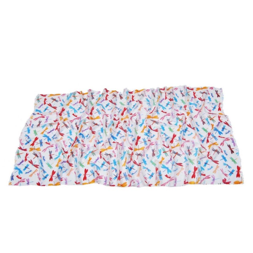 Schal aus Viskose dünn weiß mit Rot und Hellblau