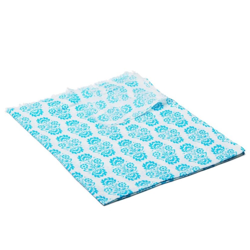 Schal aus Baumwolle türkis-weiß