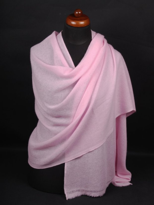 100% kašmírová šála velká světle růžová