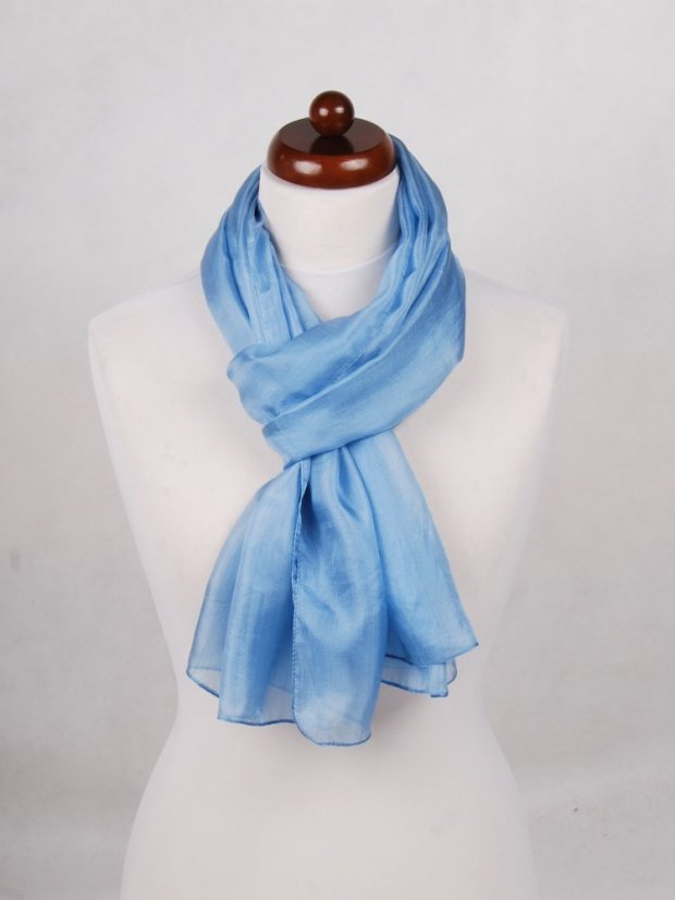 Hedvábná šála jednobarevná světle šedomodrá
