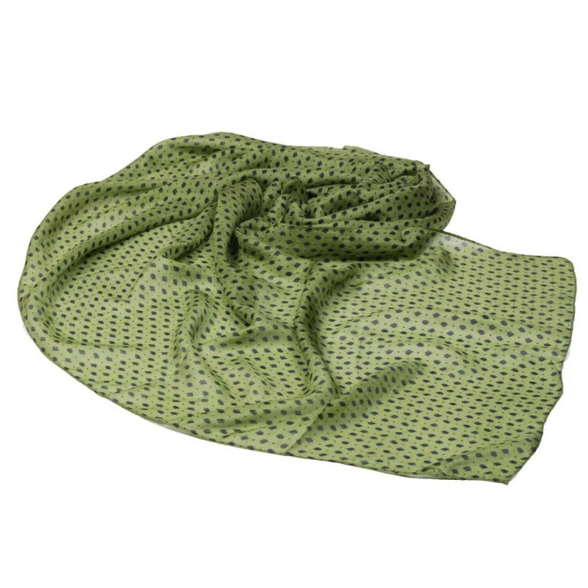 Seidenschal mit Aufdruck hellgrün mit Dunkelblau