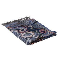 Šála z merino vlny s vyšíváním s tmavě modrou, tmavě zelenou a tmavě fialovou