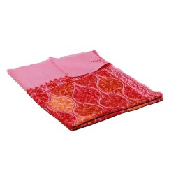 Kašmírsky vlnený šál Jate M ružový s výšivkou s marhuľovou a medenou farbou