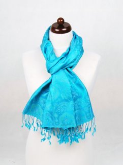 Seidenschal Super groß türkis mit Blau