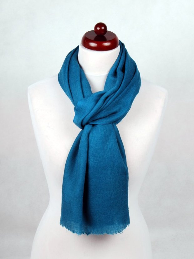 Kašmírská vlněná pašmína Self tyrkysovomodrá