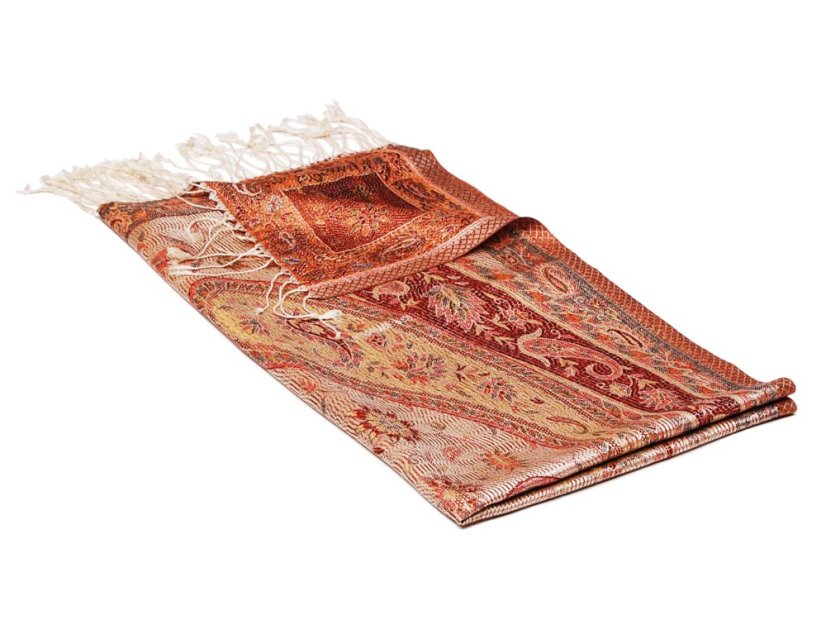 Seidenschal Super mittelgroß cremefarben mit Rot