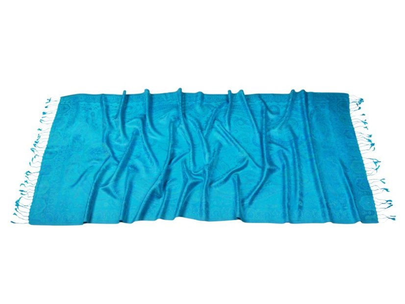 Hedvábná šála Super velká tyrkysová s modrou