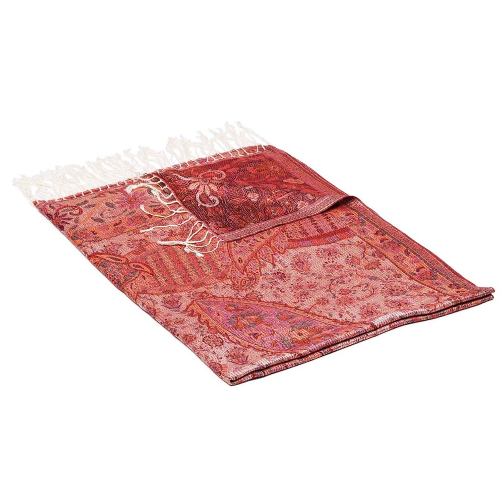 Šála z viskózy a hedvábí bílo-fialovo-oranžová