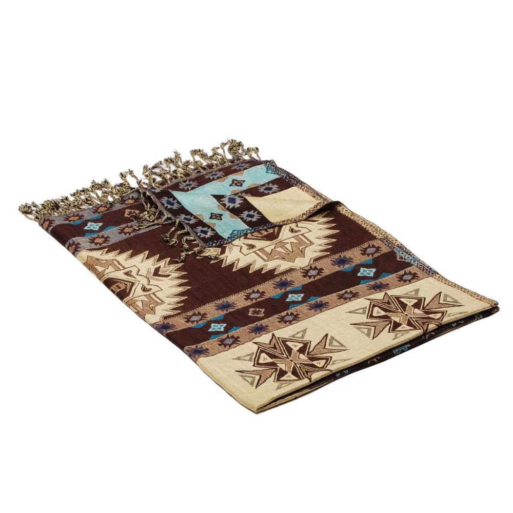 Šála z viskózy vícebarevná s tmavě hnědou