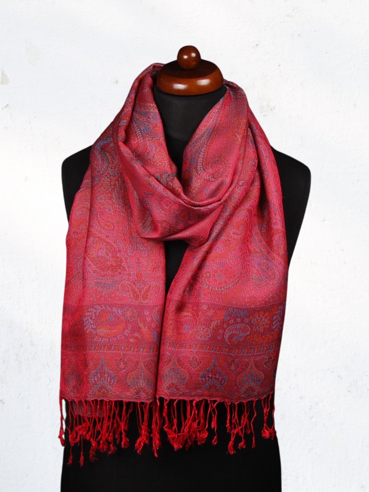 Šála z viskózy a hedvábí tmavě růžová