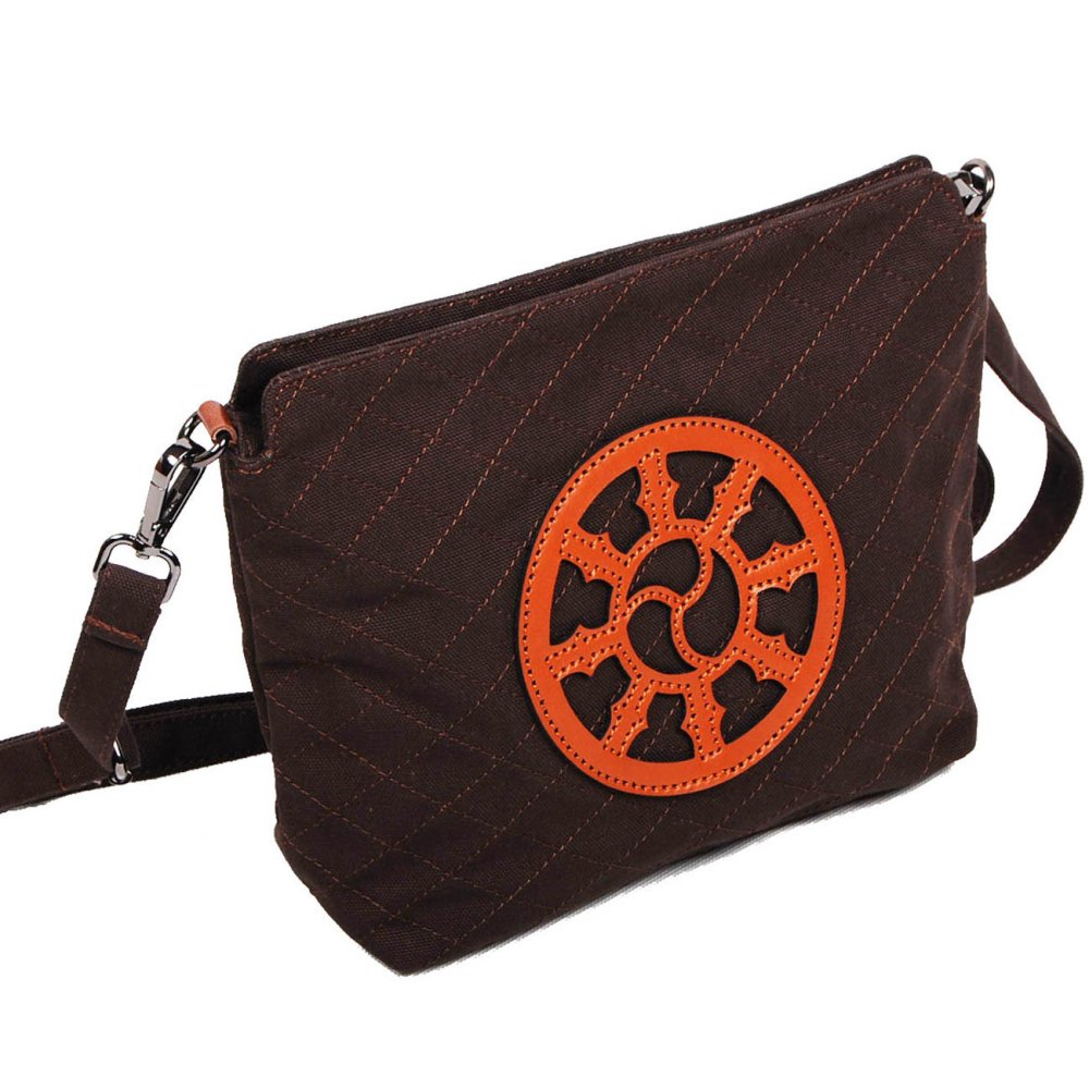 Tibetská kabelka crossbody Tharpa Khorlo tmavě hnědá